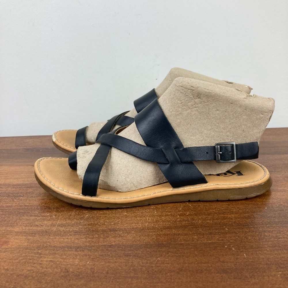 Korks by Kork-Ease Black Leather Toe Loop Strappy Sandals Women’s Size 7M. - Picture 2 of 12